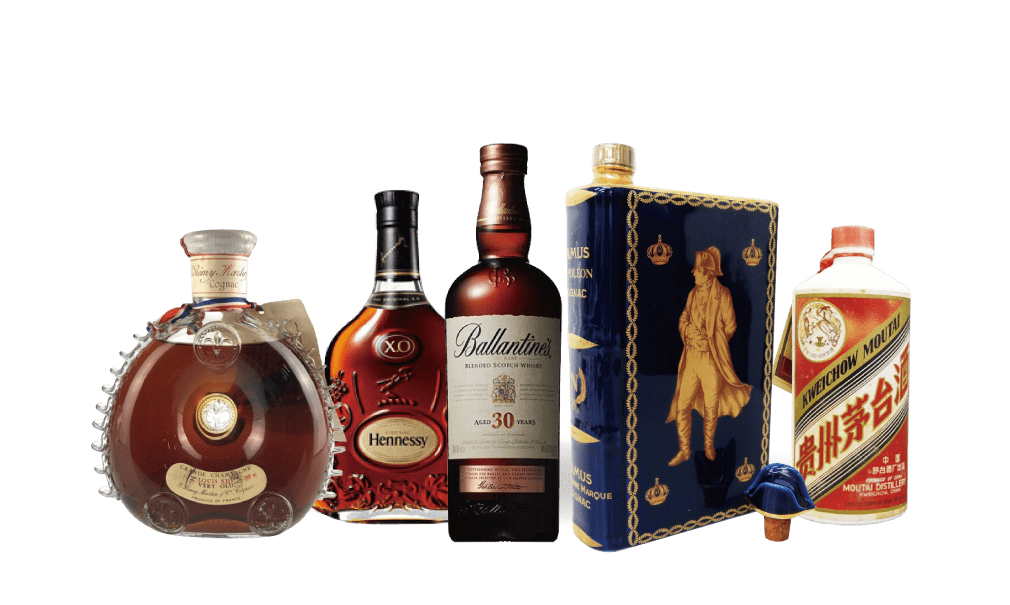様々なお酒の瓶の写真